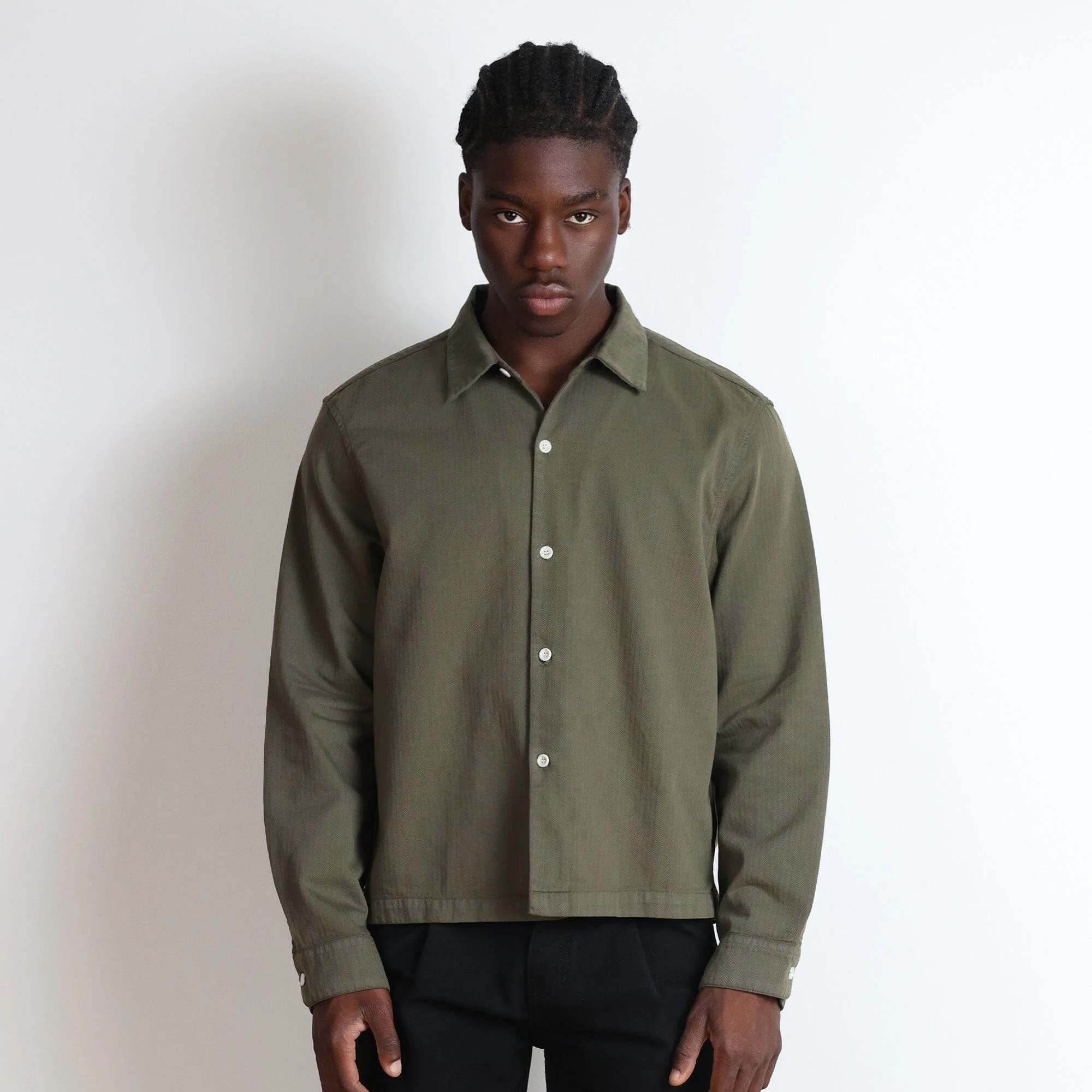 Newport Crop Button-Up II | Japanese Herringbone Twill