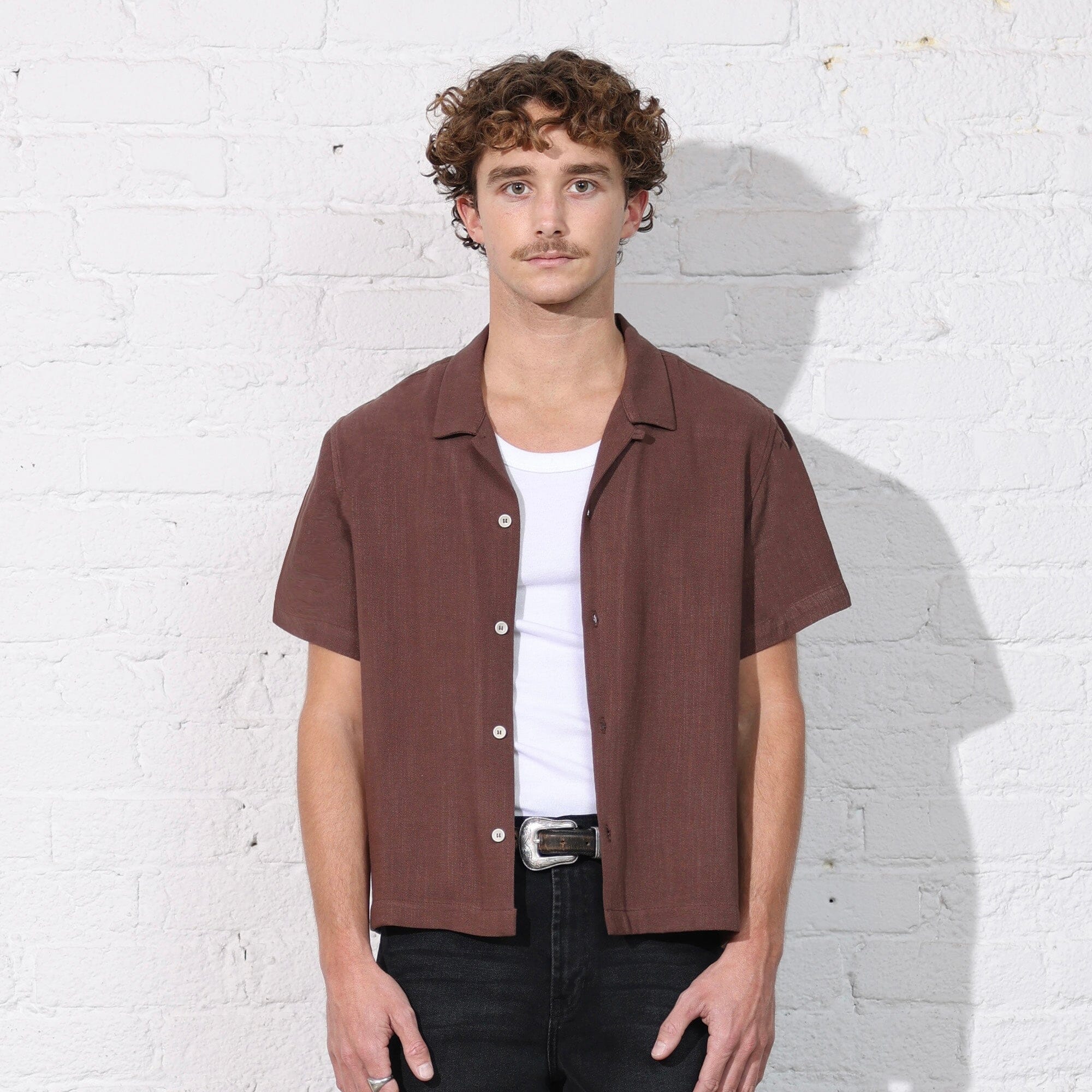 Rosewood Crop Button-Up (Short Sleeve)