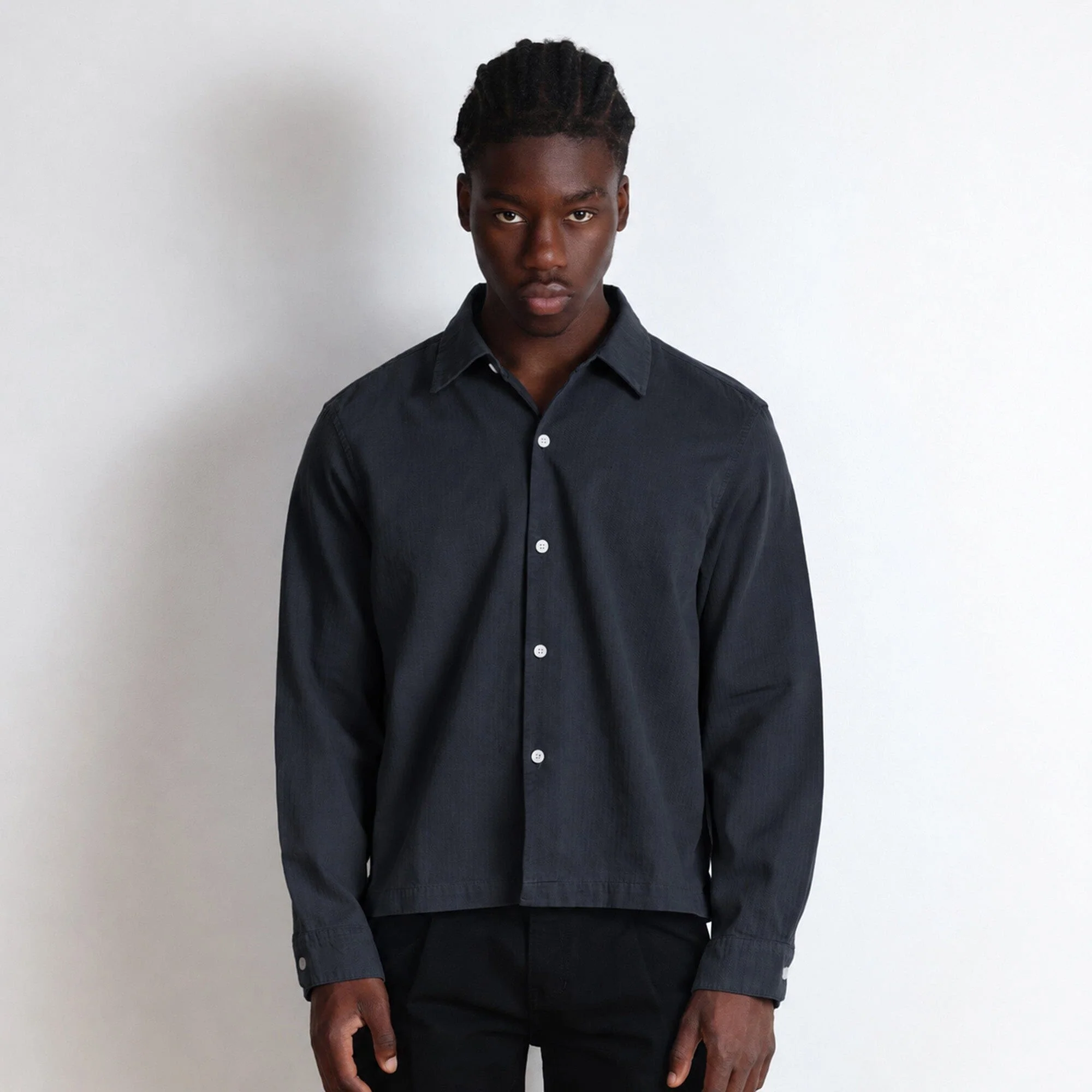 Newport Crop Button-Up II | Japanese Herringbone Twill